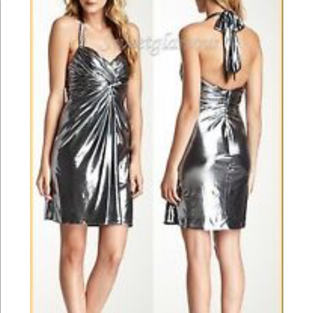 Phoebe Couture Metallic Halter Dress
